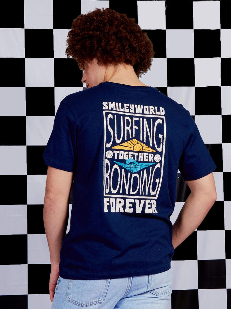 T-shirt em jersey com gola redonda 'SmileyWorld' AZUL - Kiabi