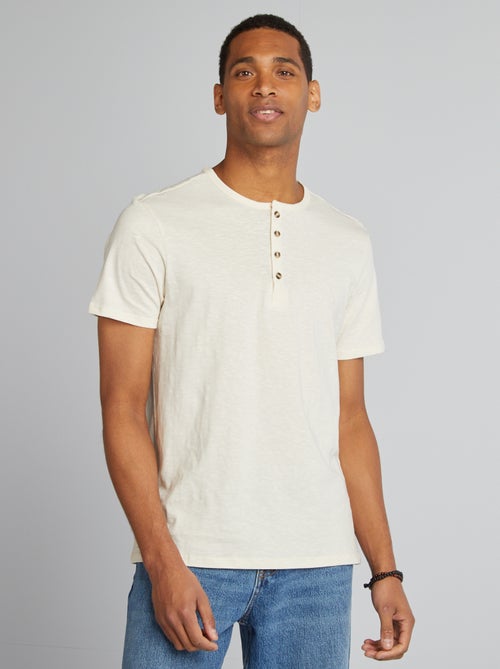 T-shirt em jersey com gola tunisina - Kiabi
