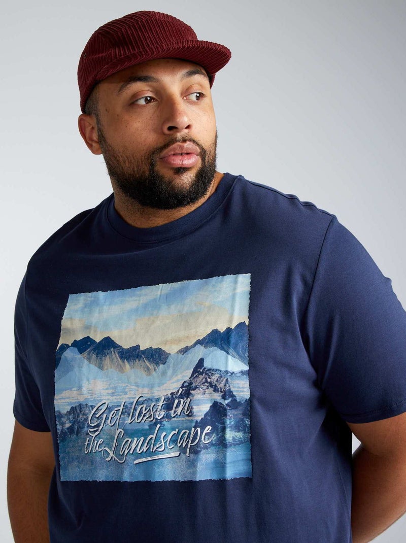 T-shirt em jersey com impressão à frente AZUL - Kiabi