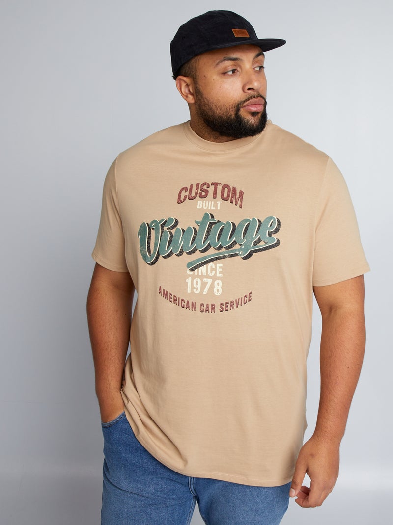 T-shirt em jersey com impressão à frente BEGE - Kiabi