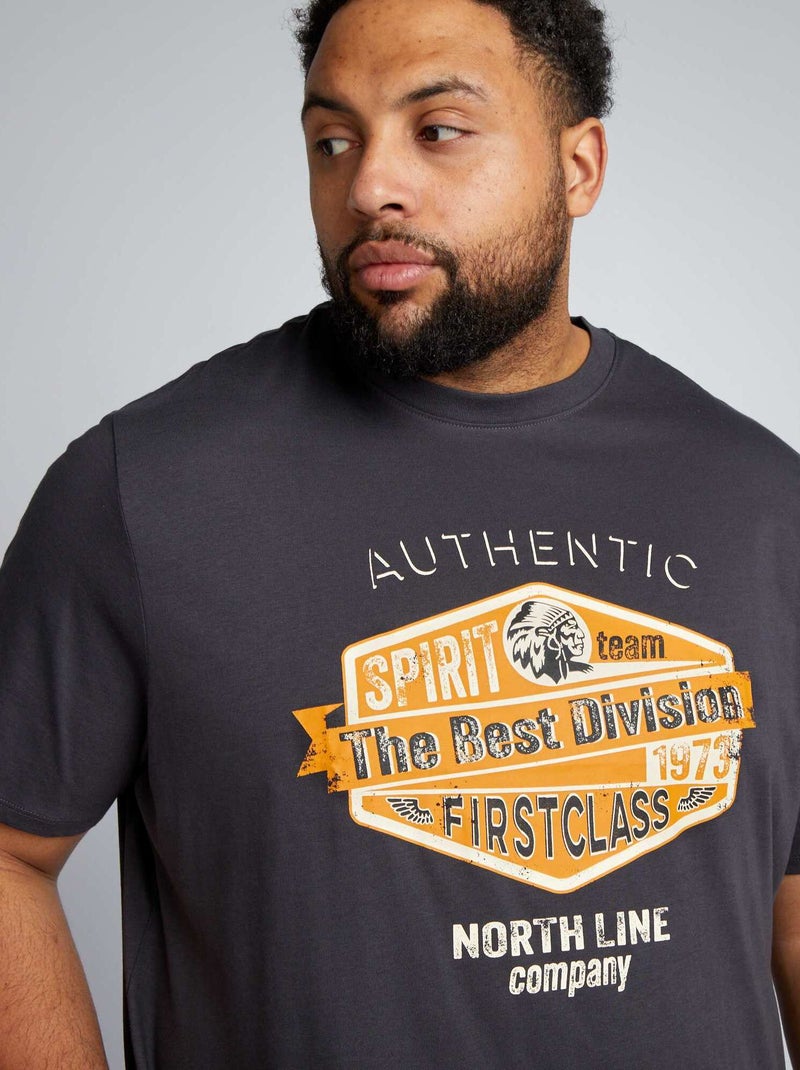 T-shirt em jersey com impressão à frente PRETO - Kiabi