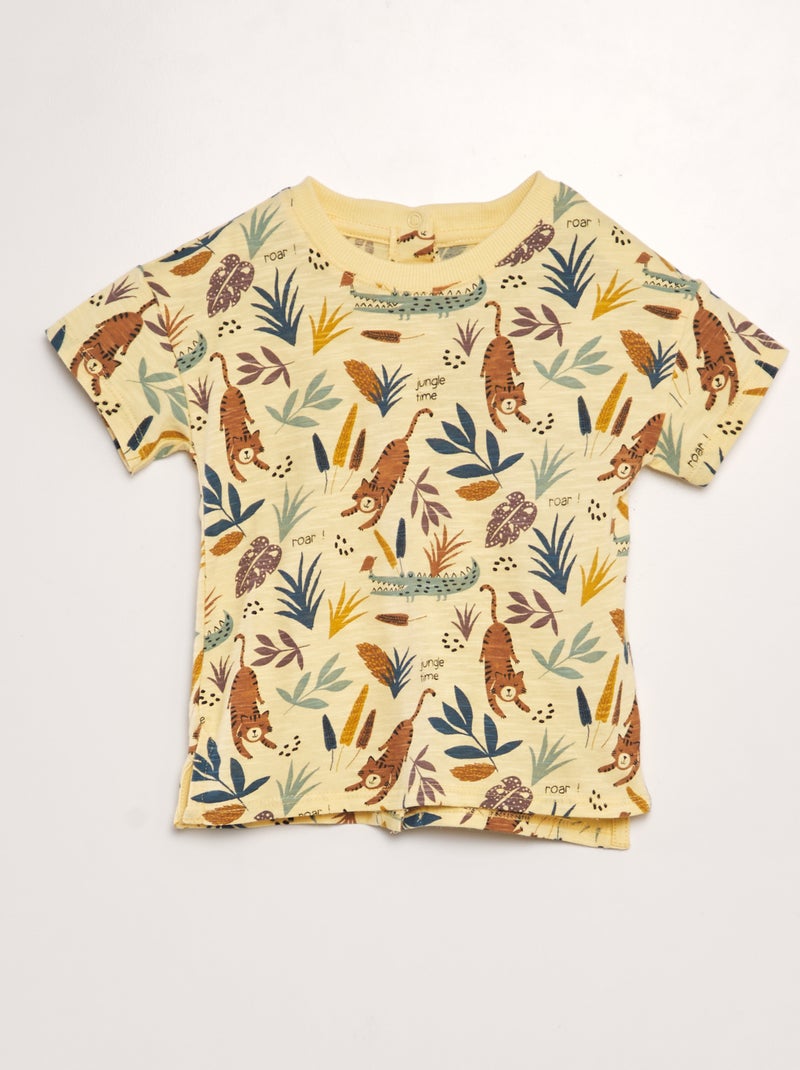 T-shirt em jersey com impressão AMARELO - Kiabi