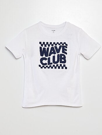 T-shirt em jersey com inscrição em malha borboto