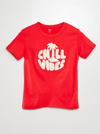 T-shirt em jersey com inscrição em malha borboto