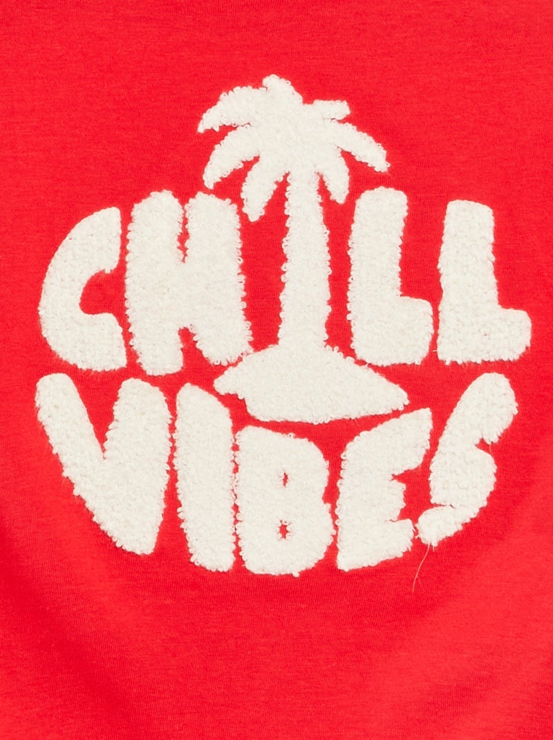 T-shirt em jersey com inscrição em malha borboto VERMELHO - Kiabi