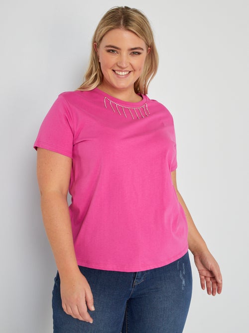T-shirt em jersey com joias de fantasia - Kiabi