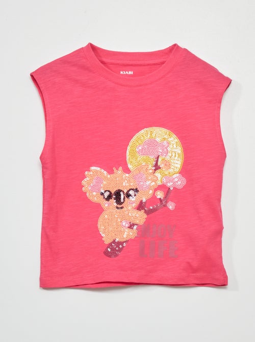 T-shirt em jersey com lantejoulas - Kiabi