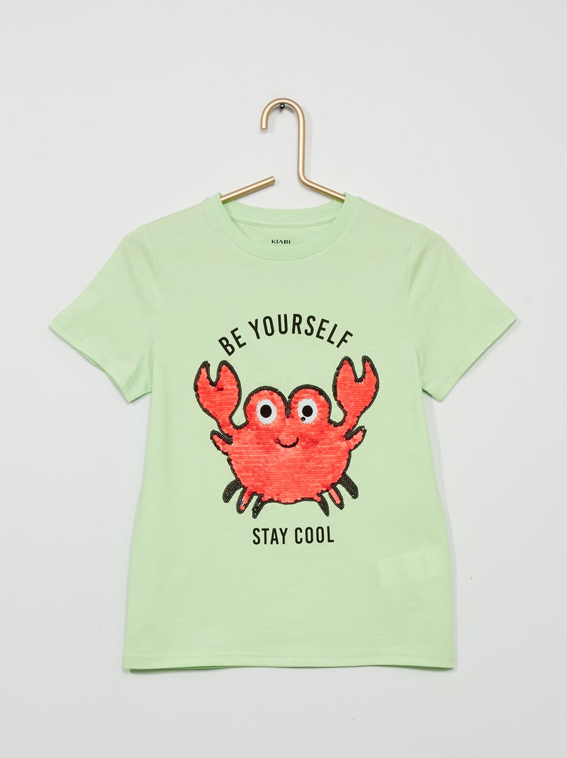 T-shirt em jersey com lantejoulas VERDE - Kiabi