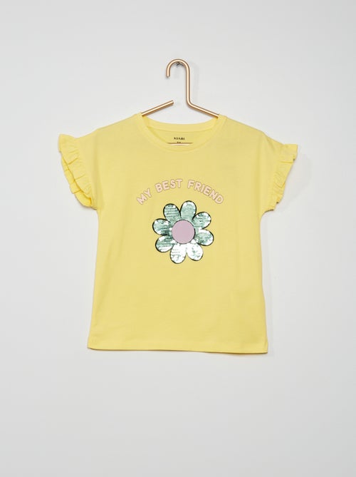 T-shirt em jersey com mangas com folhos - Kiabi