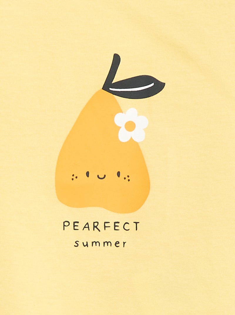 T-shirt em jersey com mangas curtas Amarelo - Kiabi
