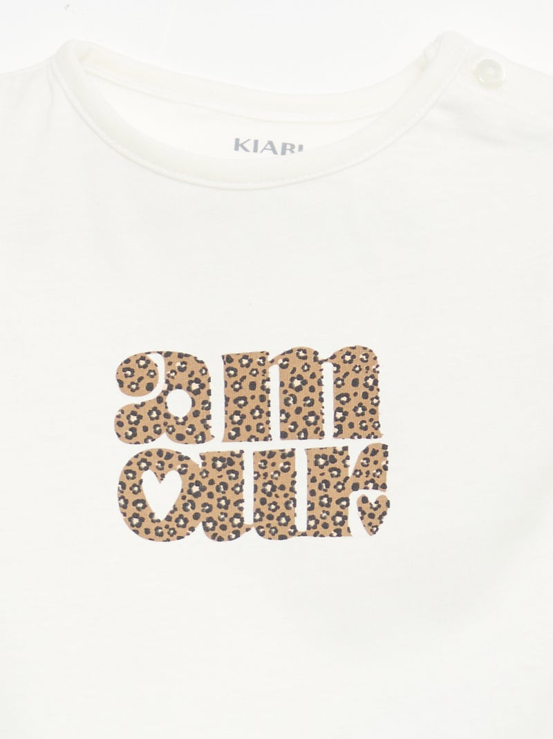 T-shirt em jersey com mangas curtas Branco - Kiabi