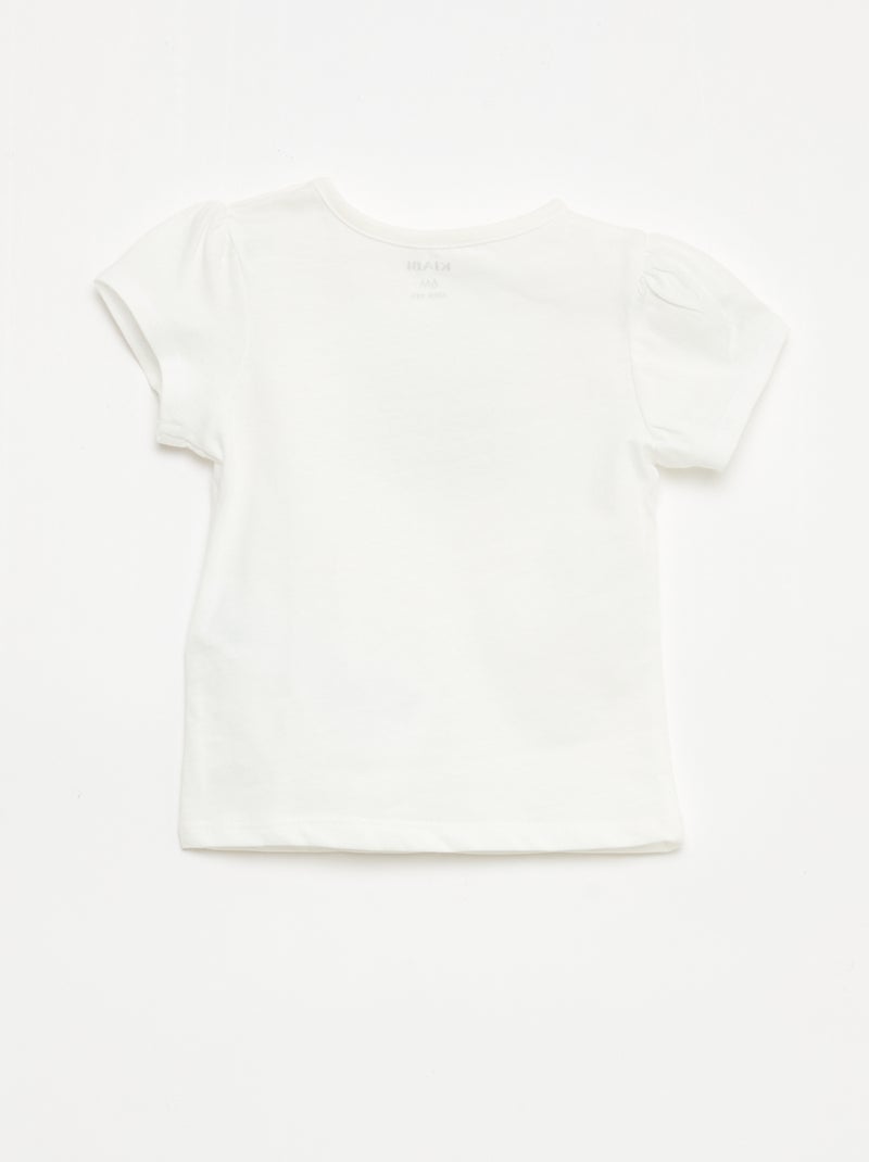 T-shirt em jersey com mangas curtas Branco - Kiabi