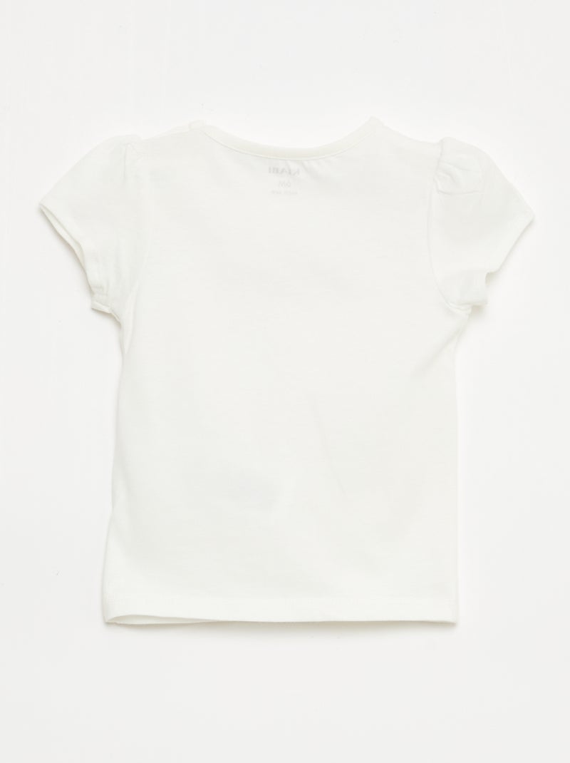 T-shirt em jersey com mangas curtas Branco - Kiabi