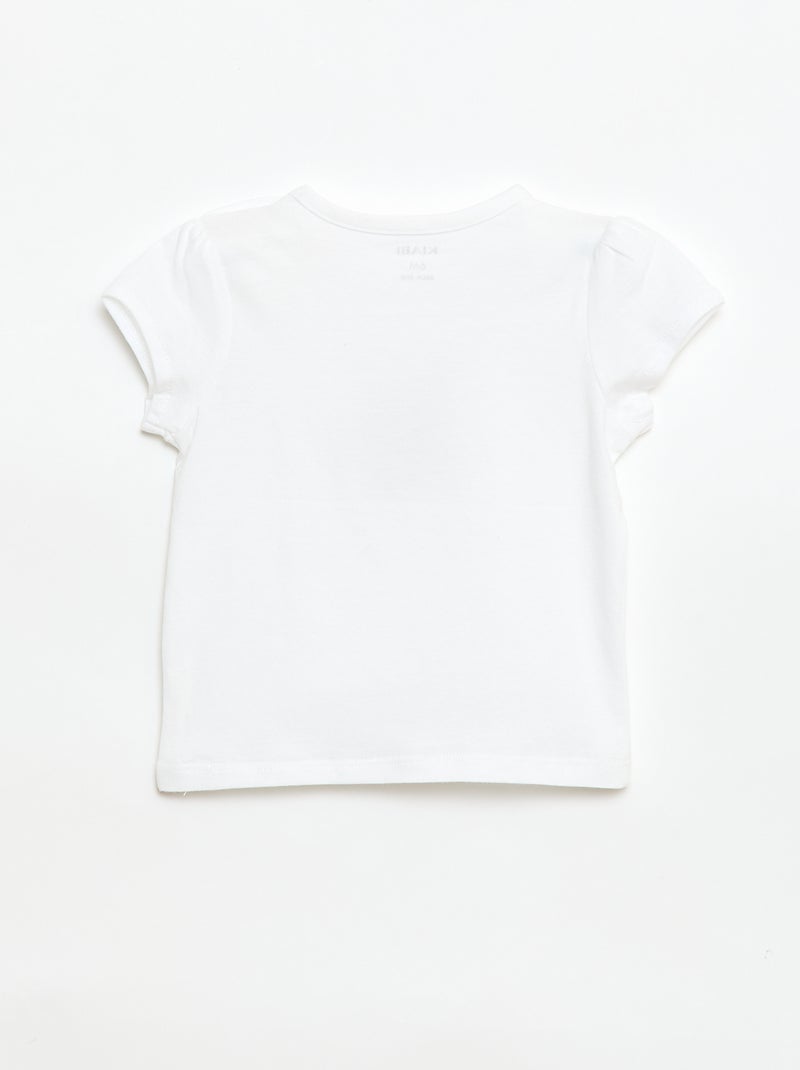 T-shirt em jersey com mangas curtas Branco - Kiabi