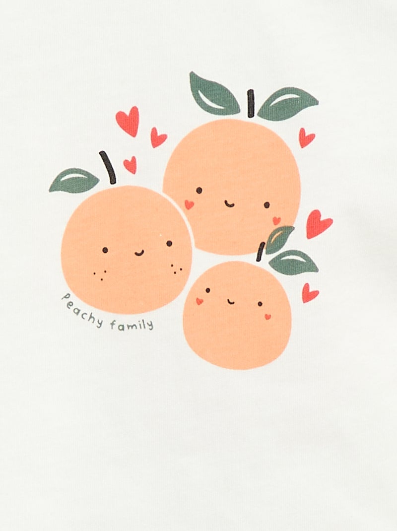 T-shirt em jersey com mangas curtas Branco - Kiabi