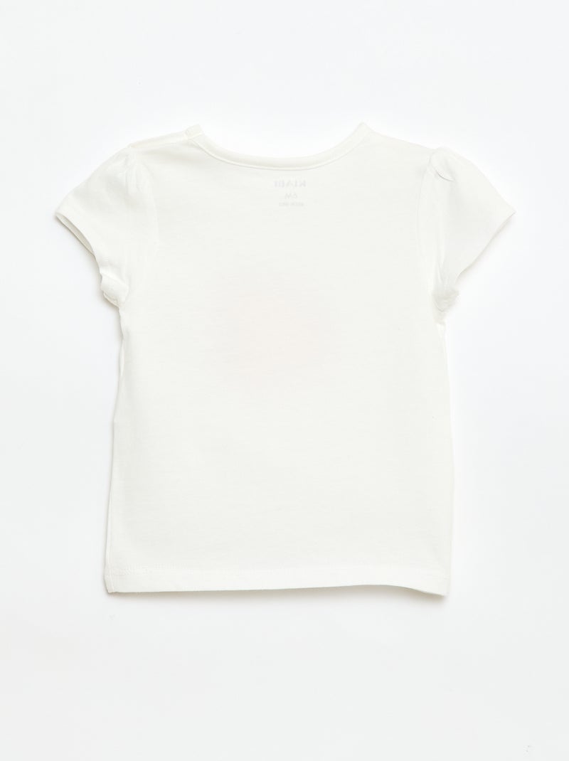 T-shirt em jersey com mangas curtas Branco - Kiabi