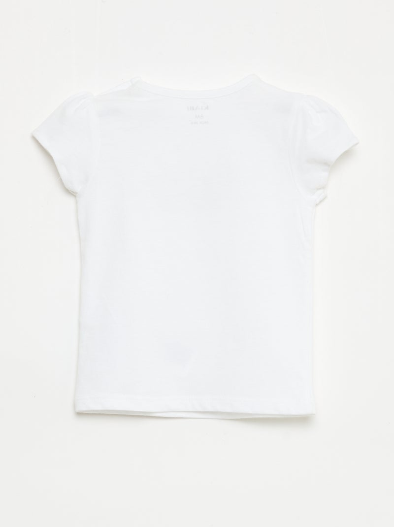 T-shirt em jersey com mangas curtas Branco - Kiabi