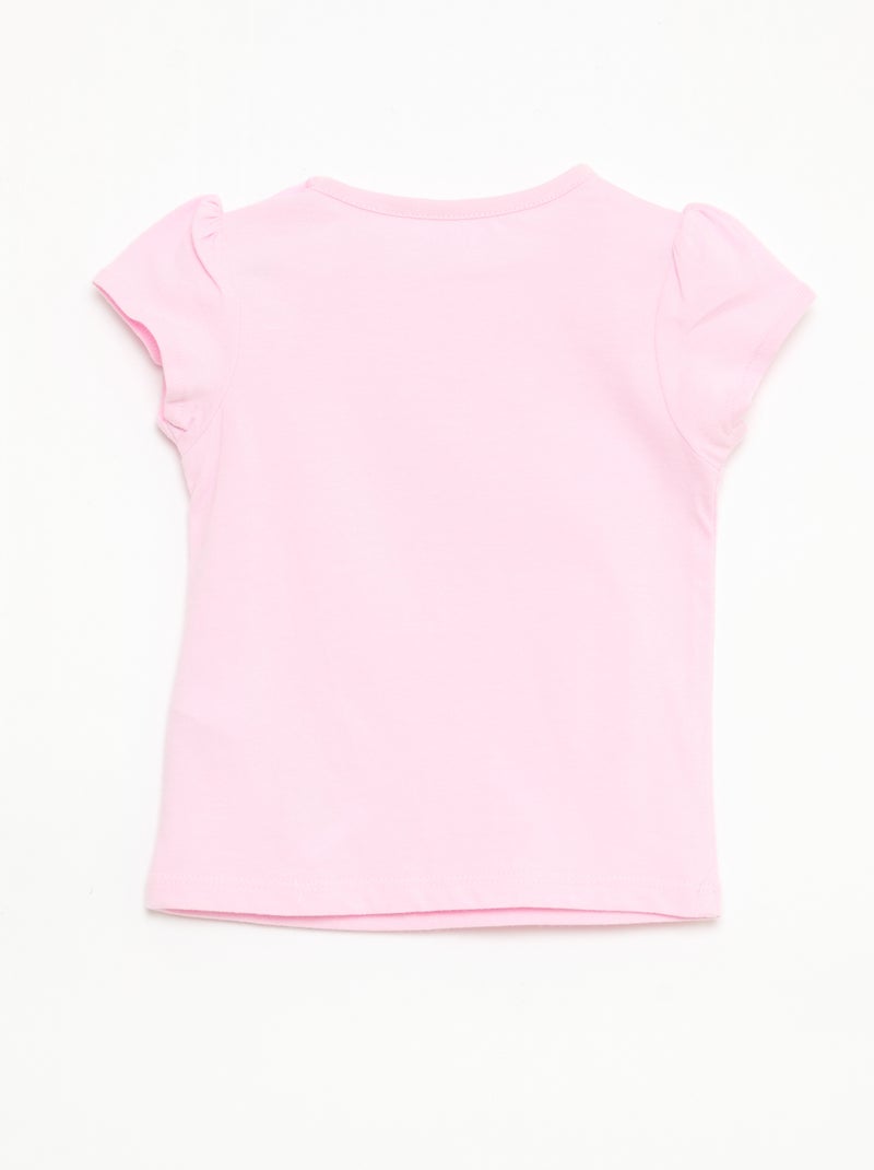 T-shirt em jersey com mangas curtas Rosa - Kiabi