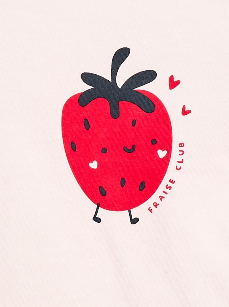 T-shirt em jersey com mangas curtas Rosa - Kiabi