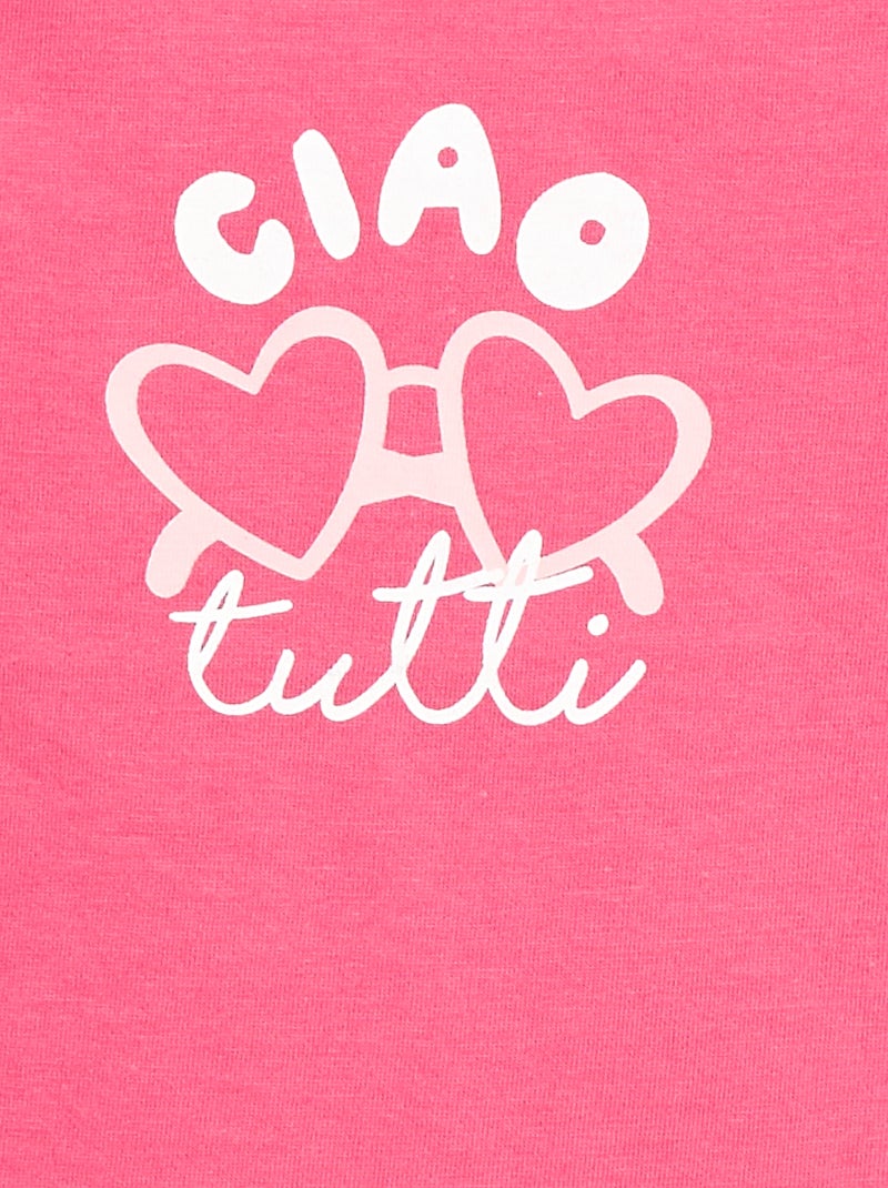 T-shirt em jersey com mangas curtas Rosa - Kiabi