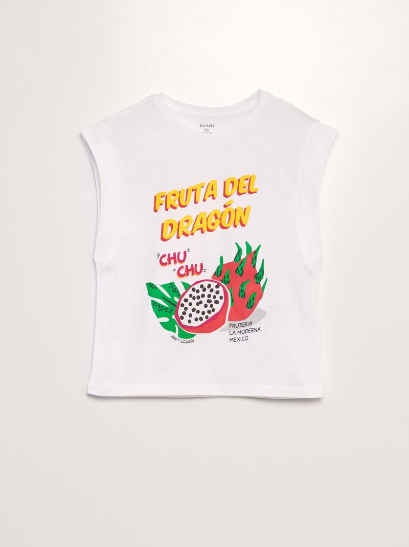 T-shirt em jersey com mangas muito curtas BRANCO - Kiabi