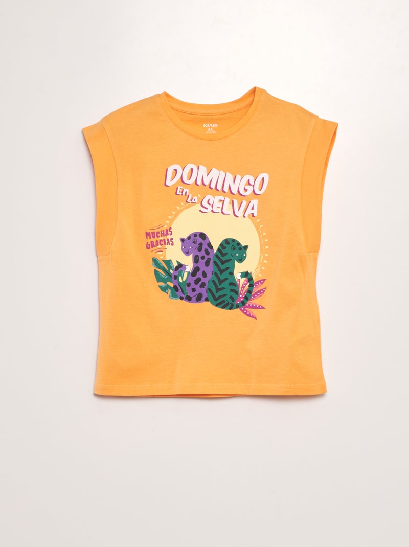 T-shirt em jersey com mangas muito curtas BRANCO - Kiabi
