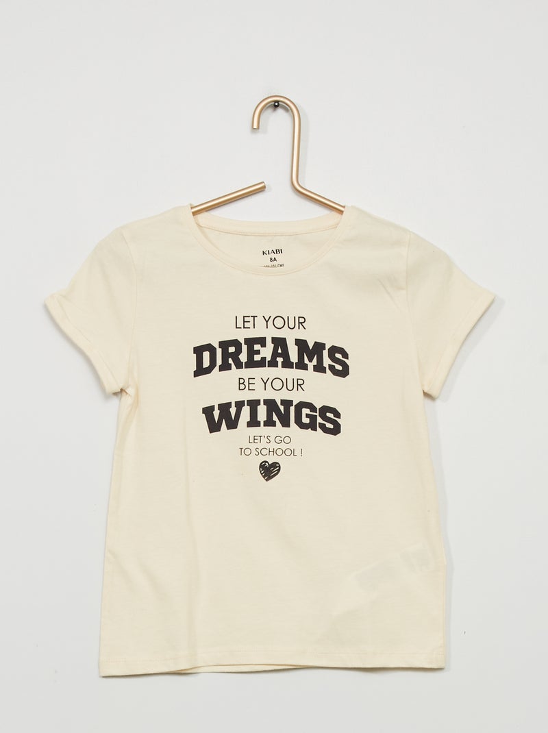 T-shirt em jersey com mensagem estampada BRANCO - Kiabi