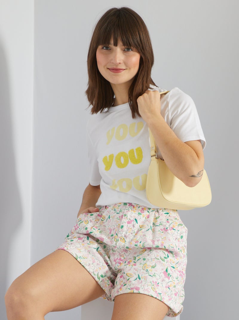 T-shirt em jersey com mensagem estampada BRANCO - Kiabi