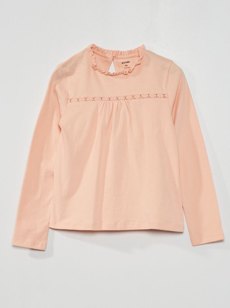 T-shirt em jersey com renda à frente ROSA - Kiabi