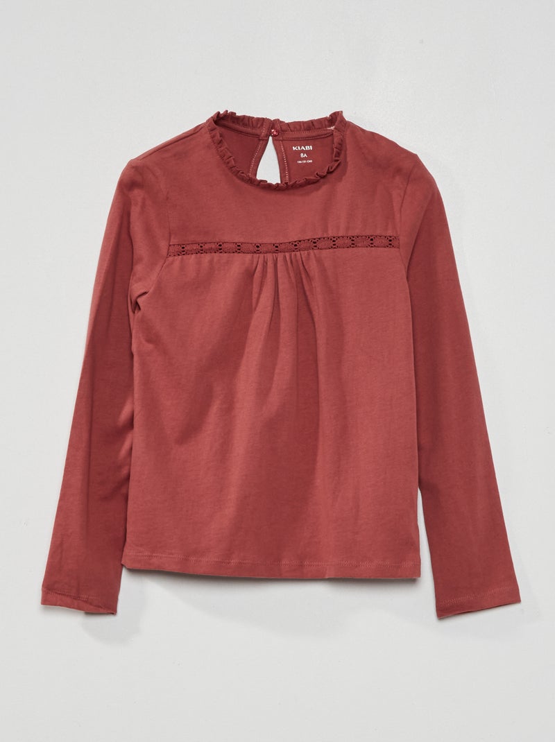 T-shirt em jersey com renda à frente ROSA - Kiabi