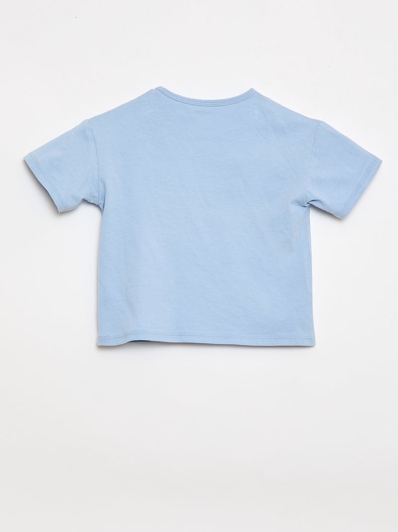 T-shirt em jersey de algodão com patch de coração Azul - Kiabi