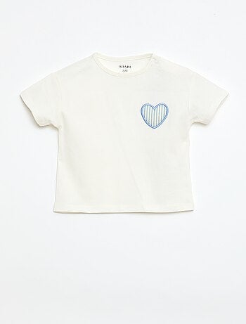 T-shirt em jersey de algodão com patch de coração