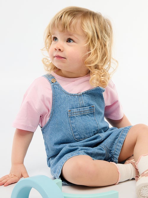 T-shirt em jersey de algodão com patch de coração - Kiabi