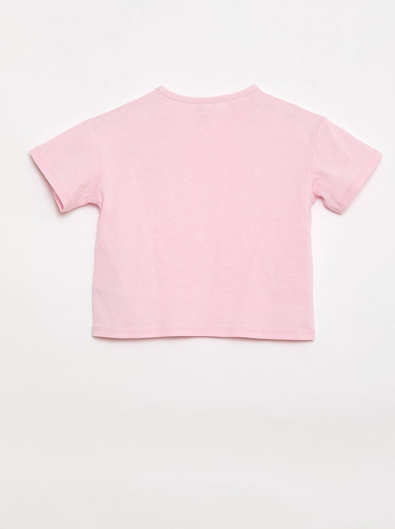 T-shirt em jersey de algodão com patch de coração Rosa - Kiabi