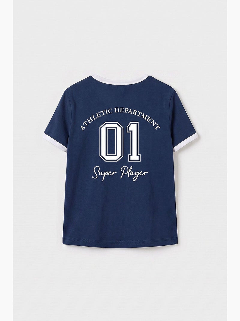 T-shirt em jersey de algodão tommy Azul-marinho - Kiabi