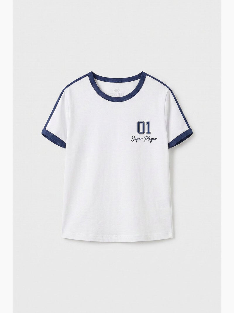 T-shirt em jersey de algodão tommy Branco - Kiabi