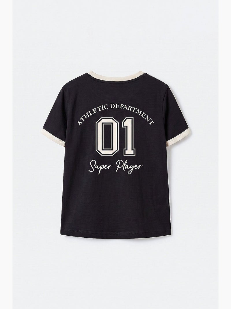 T-shirt em jersey de algodão tommy Preto - Kiabi