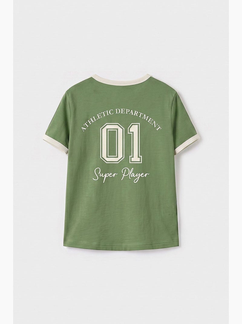 T-shirt em jersey de algodão tommy Verde - Kiabi