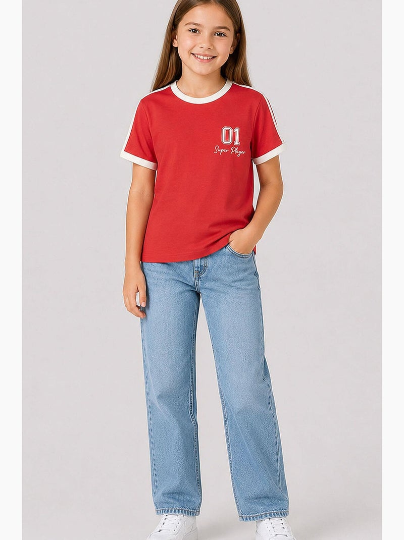 T-shirt em jersey de algodão tommy Vermelho - Kiabi