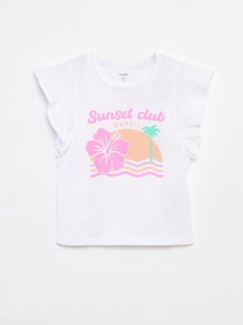 T-shirt em jersey de cavas com folhos - Kiabi