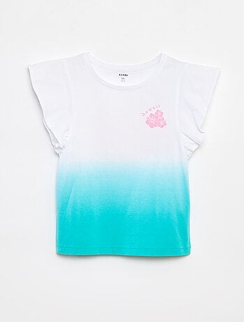 T-shirt em jersey de cavas com folhos