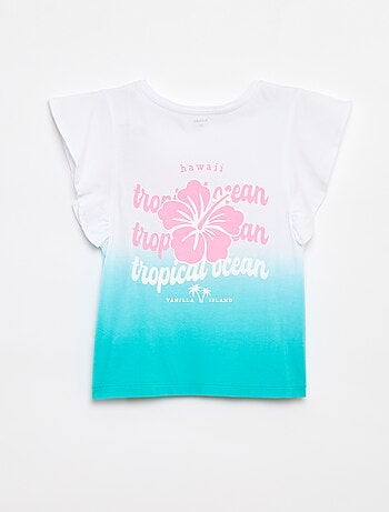T-shirt em jersey de cavas com folhos