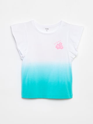 T-shirt em jersey de cavas com folhos