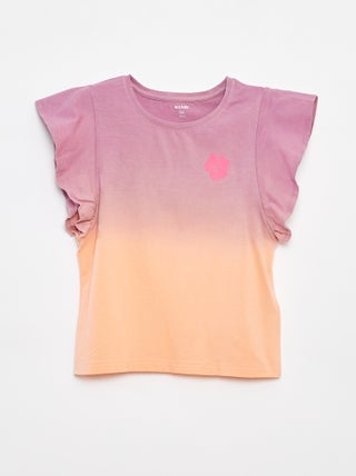T-shirt em jersey de cavas com folhos
