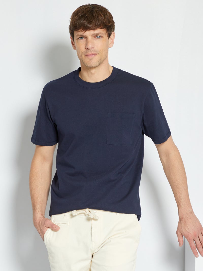 T-shirt em jersey de cor lisa AZUL - Kiabi