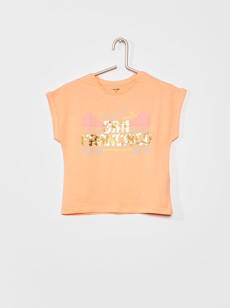 T-shirt em jersey de fantasia LARANJA - Kiabi