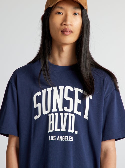 T-shirt em jersey de gola redonda - Kiabi