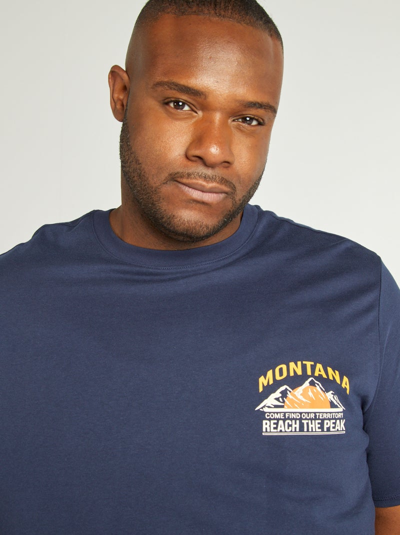 T-shirt em jersey de gola redonda AZUL - Kiabi