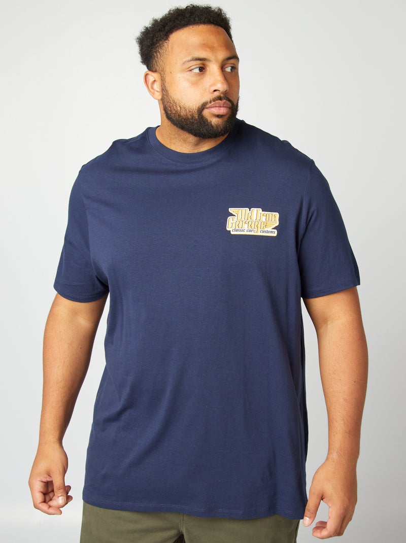 T-shirt em jersey de gola redonda AZUL - Kiabi