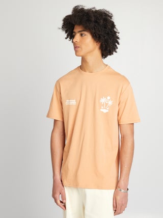 T-shirt em jersey de gola redonda